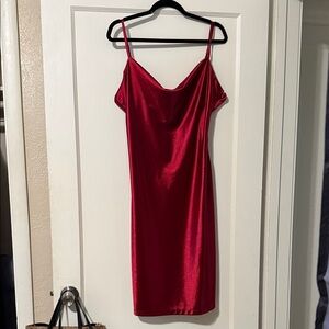 Chic Red Satin Midi Dress
